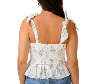 Thumbnail 3: LUSH Juniors' Tie Sleeve Floral Smock Tank 