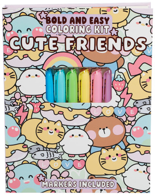 Thumbnail 2: Page Publications Bold And Easy Cute Friends Coloring Kit Markers Included 