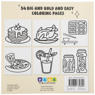 Thumbnail 1: Page Publications Food And Drink 54 Page Big And Bold Easy Coloring Book  