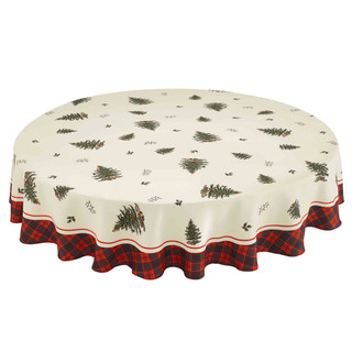 Thumbnail 2: Spode 70 In Christmas Tree Tartan Round Tablecloth 