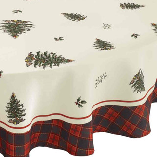 Thumbnail 3: Spode 70 In Christmas Tree Tartan Round Tablecloth 