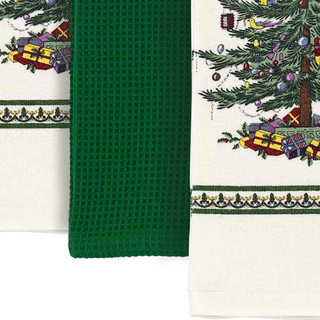 Thumbnail 3: Spode 3 Pk Christmas Tree Kitchen Towels 