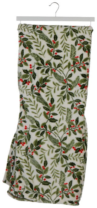 Thumbnail 2: MARTHA STEWART EVERYDAY 60x70 Christmas Holly Festive Plush Throw  