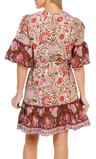 Thumbnail 4: FARMERS MARKET Women's Short Sleeve Button Up Floral Dress w/ Belt  