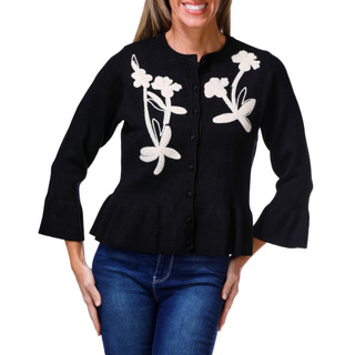 Thumbnail 2: Adrianna Papell Women's Embroidered Floral Button Down Cardigan 