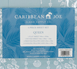 Thumbnail 2: Caribbean Joe Queen 6 Pc Coastal Stripe Sheet Set 
