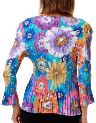 Thumbnail 1: Milano Women's 3/4 Sleeve Floral Print Pleated Top 