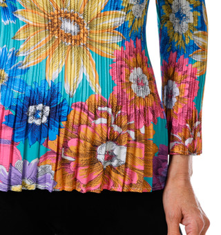 Thumbnail 2: Milano Women's 3/4 Sleeve Floral Print Pleated Top 