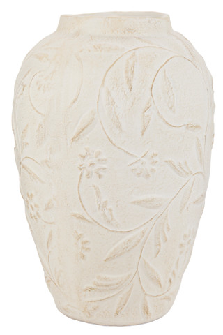 Thumbnail 1: Global Decor Collective Cream Leaf Embossed Ceramic Vase 