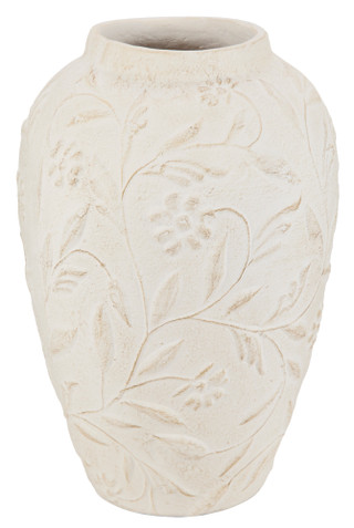 Thumbnail 2: Global Decor Collective Cream Leaf Embossed Ceramic Vase 