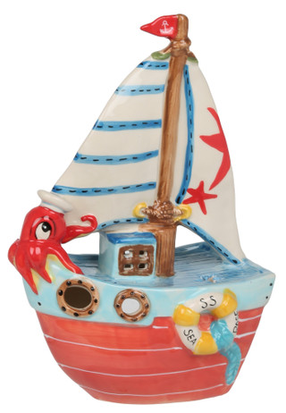 Thumbnail 2: BLUE SKY 10 in Sailboat Tealight Holder 