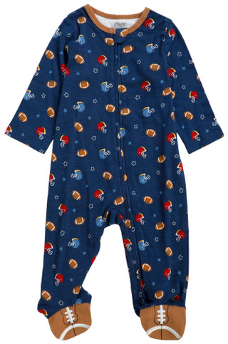 Thumbnail 2: Little Me Baby Boys Football Footsie Pajamas  