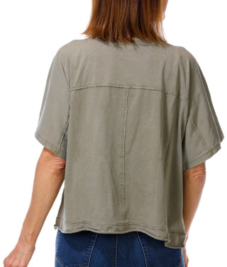 Thumbnail 3: Vintage threadz Women's Short Sleeve Back Panel Boxy Tee  