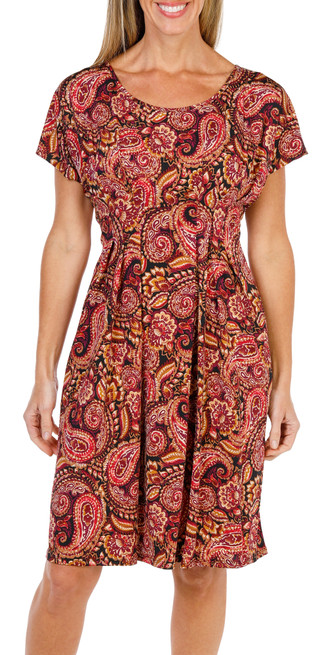 Thumbnail 2: Sami & Jo Women's Short Sleeve Print Invert Panel Dress  