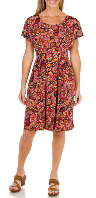Thumbnail 4: Sami & Jo Women's Short Sleeve Print Invert Panel Dress  