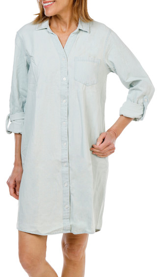 Thumbnail 4: Thread & Supply Women's Roll Tab Sleeve Shirt Dress 