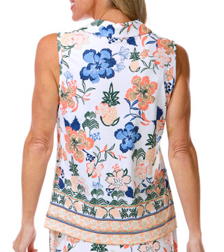 Thumbnail 3: Coral Bay Golf Women's Sleeveless Floral Split Neck Top 