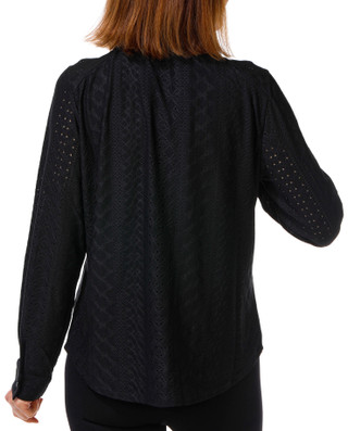 Thumbnail 1: Adrianna Papell Women's Long Sleeve Pointelle Button Up Top 
