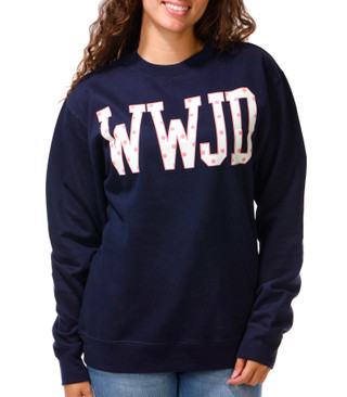 Thumbnail 1: Inspired Culture Junior's WWJD Crew Neck Sweatshirt 
