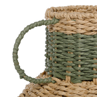 Thumbnail 2: Bluestone Decor Round Woven Decorative Vase Home Accent with Dual Handles 