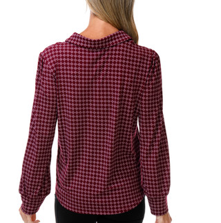 Thumbnail 3: Adrianna Papell Women's Long Sleeve Geo Print Collared Top 