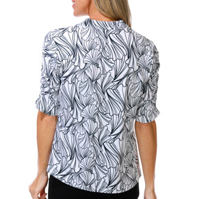 Thumbnail 2: Coral Bay Golf Women's 3/4 Sleeve Petals Print Golf Top 