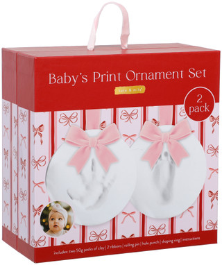 Thumbnail 2: KATE & MILO 2 Pk Baby's Print Christmas Ornament Set 