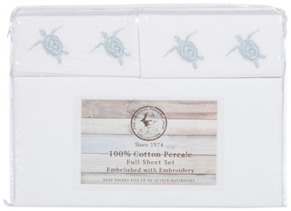 Thumbnail 3: Panama Jack Embroidered Blue Sea Turtle Sheet Set 