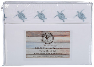 Thumbnail 13: Panama Jack Embroidered Blue Sea Turtle Sheet Set 