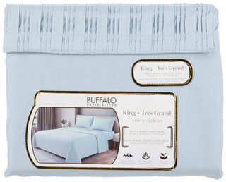 Thumbnail 3: Buffalo 4 Pc Pintuck Sheet Selection - Blue 