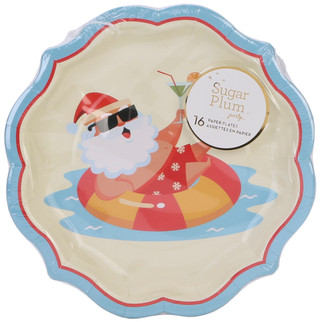 Thumbnail 2: Sugar Plum Party 16 Pk 8 In Christmas Coastal Santa Paper Plates  
