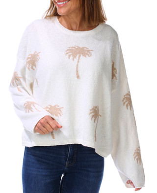 Thumbnail 3: MOON & MADISON Women's Long Sleeve Palm Tree Pullover Top  