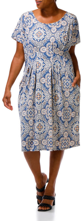 Thumbnail 4: Sami & Jo Plus Short Sleeve Mandala Print Midi Dress 
