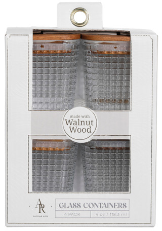 Thumbnail 1: GOURMET HOME PRODUCTS 4-Piece 4 oz Square Glass Snack Container Set 