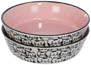 Thumbnail 1: BLUE SKY 2 Pk Cat Faces Pet Bowls  
