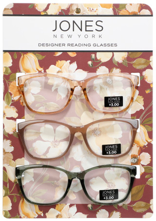 Thumbnail 1: JONES NEW YORK Women's 3 Pk Squared Designer Reading Glasses Set 