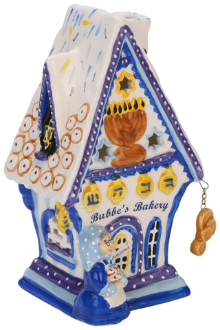 Thumbnail 3: BLUE SKY 7.5 In Bakery Hanukkah Tea Light Candle House Decor  