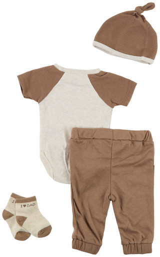Thumbnail 1: Baby Essentials Baby Boys 4 Pc Just Like Dad Bodysuit Set 