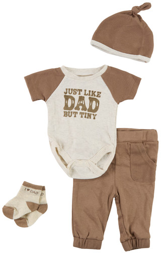 Thumbnail 2: Baby Essentials Baby Boys 4 Pc Just Like Dad Bodysuit Set 