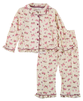 Thumbnail 1: FLORAL THREADS Little Girl's 2 Pc Long Ruffle Sleeve Butterfly Sleep Set 
