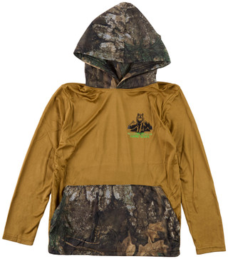 Thumbnail 3: REAL TREE Boys Long Sleeve Light Weight Camo Wolf Performance Hoodie  