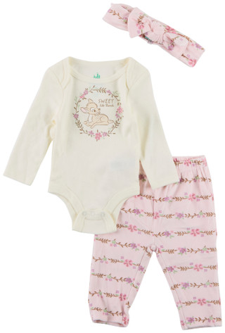 Thumbnail 1: Disney Baby Baby Girls 3 Pc Sweet Like Bambi Onesie Pants Set 