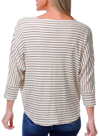 Thumbnail 2: Bobeau Women's Petite 3/4 Sleeve Striped Dolman Top 