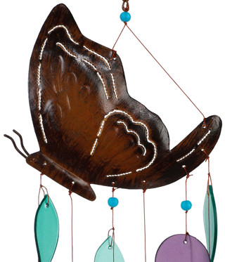 Thumbnail 2: SUNSET VISTA DESIGNS 24 in Butterfly Sea Glass Wind Chime Outdoor Decor 