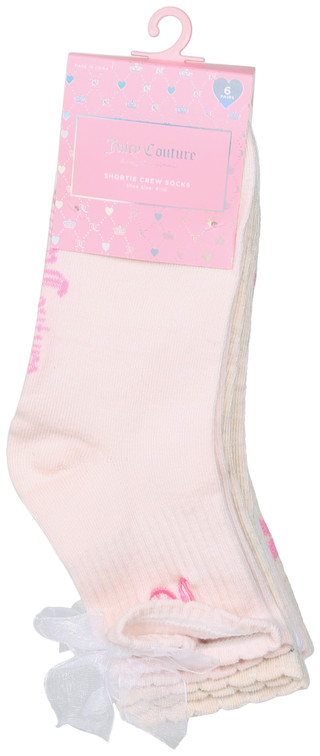 Thumbnail 1: Juicy Couture Women's 6 Pk Ruffle Bow Shortie Crew Socks 