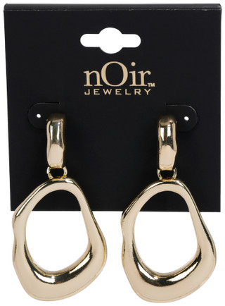 Thumbnail 2: Noir Women's Gold Tone Geometric Drop Earrings 