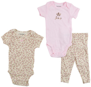 Thumbnail 2: Juicy Couture Baby Girl's 3 Pc Print Onesie Pants Set  