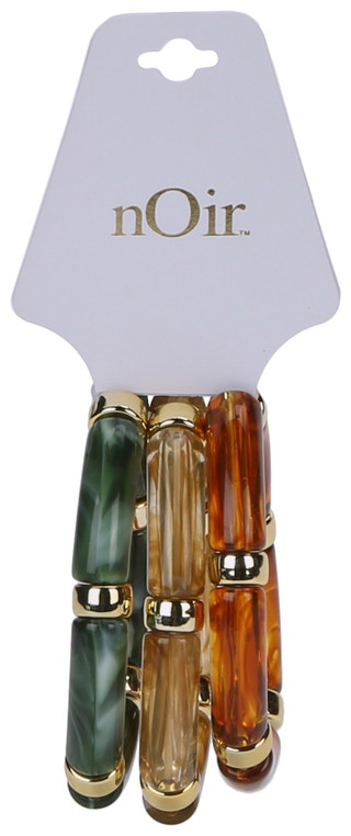 Thumbnail 2: Noir 3 Pk Geometric Resin Bracelet Set 