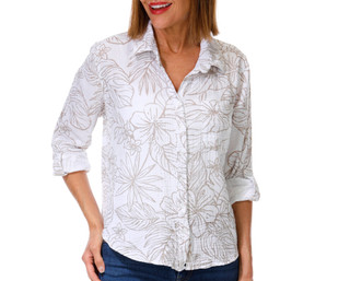 Thumbnail 2: Dash Petite Roll Tab Sleeve Print Top 