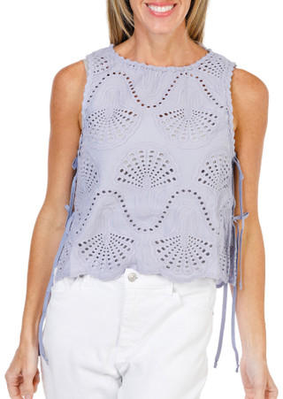 Thumbnail 2: BY TOGETHER Women's Sleeveless Floral Eyelet Top 
